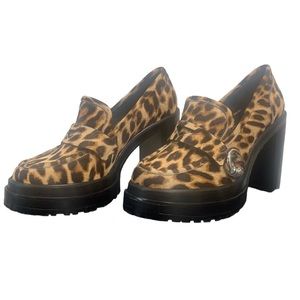 Gianni Bini Maxxwelle Calf-hair Leopard Print Platform Loafers- NWOB